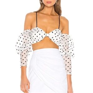 Camila Coelho Sidney Crop Top in White & Black